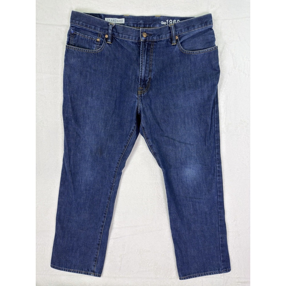 Gap 1969 Jeans Mens 38x30‎ Blue Dark Wash Denim Standard Straight Mid Rise